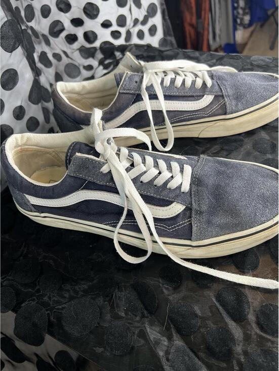 VANS Old Skool Dark Navy  Blue/Blue/White Suede Canvas Skate Shoes Men's Size 12 - Picture 3 of 15